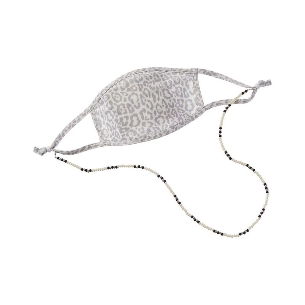 Fallon & Royce Beaded Cloth Face Mask With Chain, Brown